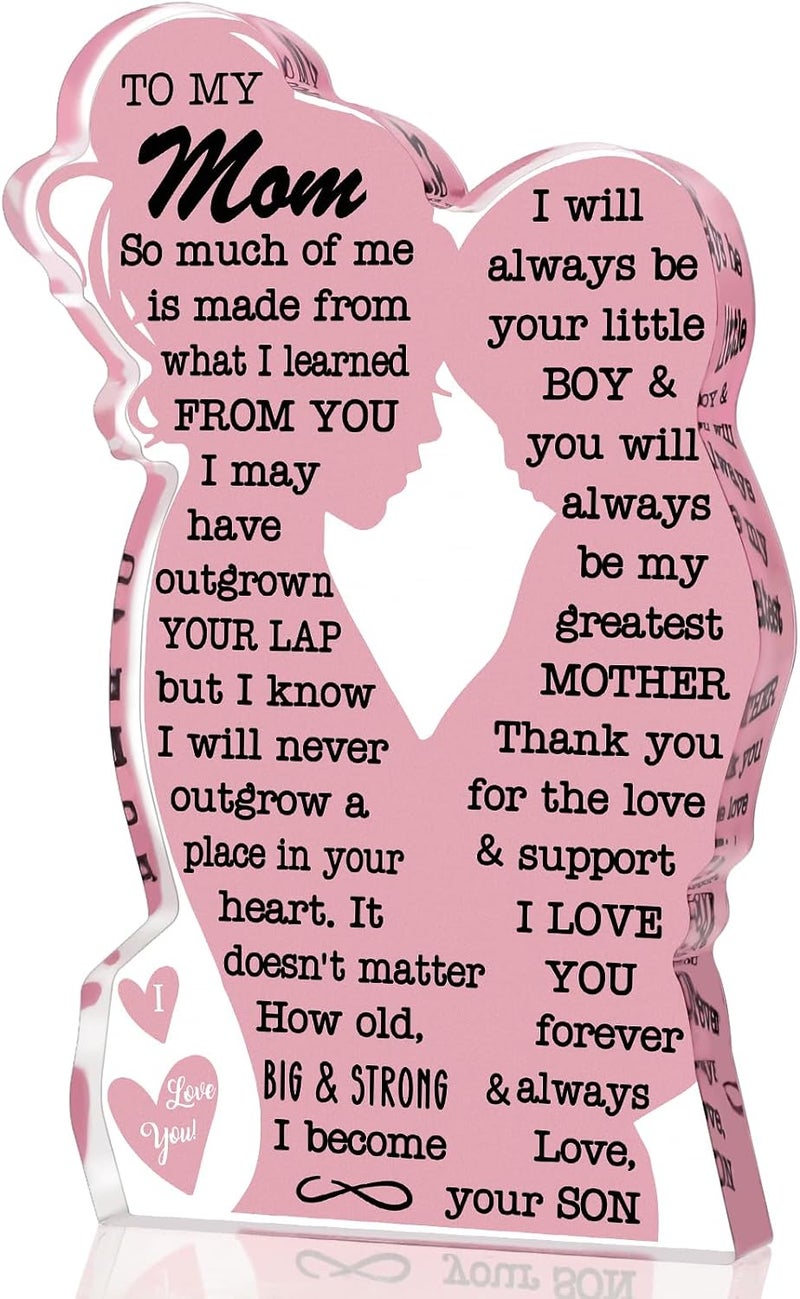 LuoHere Mom Gifts Valentines Birthday Gift from Son, Mom Birthday Gift Ideas Cool I Love Mom Best Mom Ever Gifts New Mom Single Mom Mama Christmas Easter Mother's Day Gift 2025 Acrylic Plaque Sign - Image 1